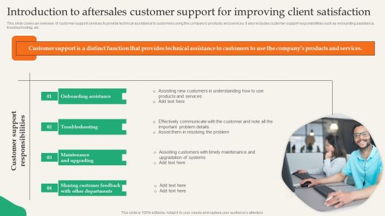 Introduction To Aftersales Customer Support For Improving Client Satisfaction Introduction PDF