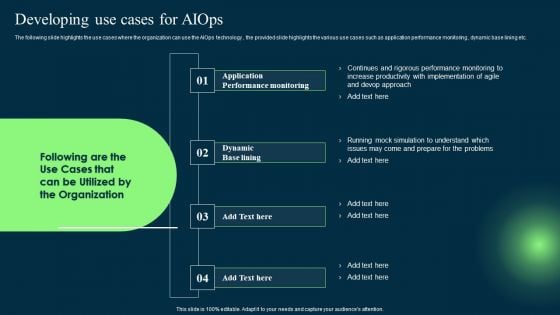 Introduction To Artificial Intelligence In Operation Management Industry Developing Use Cases For AIOPS Pictures PDF