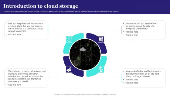 Introduction To Cloud Storage Ppt PowerPoint Presentation Diagram Graph Charts PDF