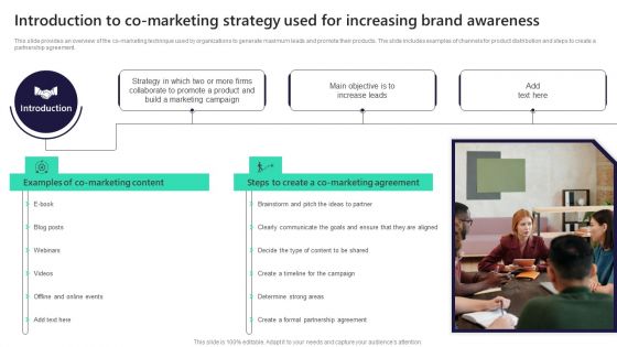 Introduction To Co Marketing Strategy Used For Increasing Brand Awareness Background PDF