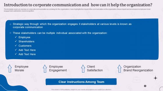 Introduction To Corporate Communication And How Can It Help The Organization Diagrams PDF