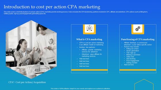 Introduction To Cost Per Action CPA Marketing Ppt Professional Diagrams PDF