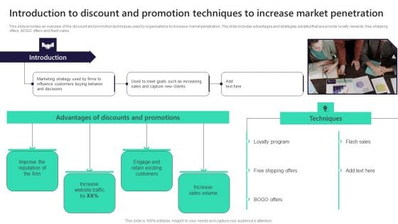 Introduction To Discount And Promotion Techniques To Increase Market Penetration Infographics PDF