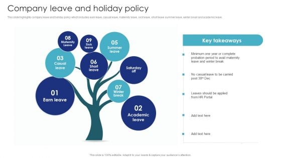 Introduction To Employee Onboarding And Induction Training Company Leave And Holiday Policy Information PDF