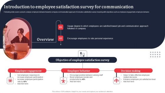Introduction To Employee Satisfaction Survey For Communication Ppt PowerPoint Presentation File Ideas PDF Introduction To Employee Satisfaction Survey For Communication Ppt PowerPoint Presentation File Ideas PDF