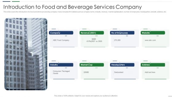 Introduction To Food And Beverage Services Company Demonstration PDF
