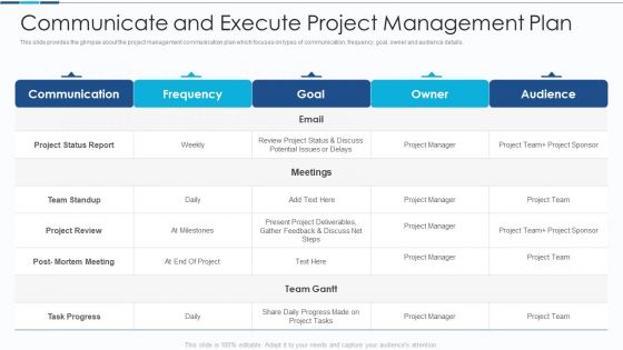 Introduction To IT Project Development Communicate And Execute Project Management Plan Themes PDF