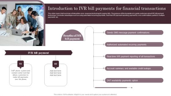 Introduction To IVR Bill Payments For Financial Transactions Pictures PDF