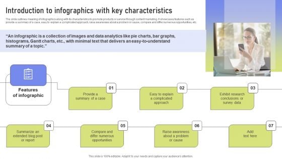 Introduction To Infographics With Key Characteristics Ppt PowerPoint Presentation Diagram PDF