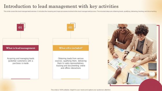 Introduction To Lead Management With Key Activities Improving Lead Generation Process Infographics PDF Introduction To Lead Management With Key Activities Improving Lead Generation Process Infographics PDF
