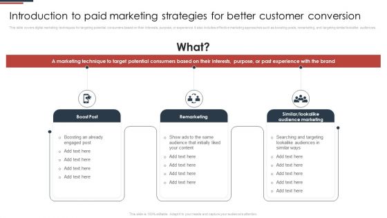 Introduction To Paid Marketing Strategies For Better Customer Conversion Formats PDF