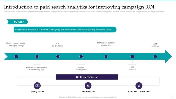 Introduction To Paid Search Analytics For Improving Campaign ROI Introduction PDF