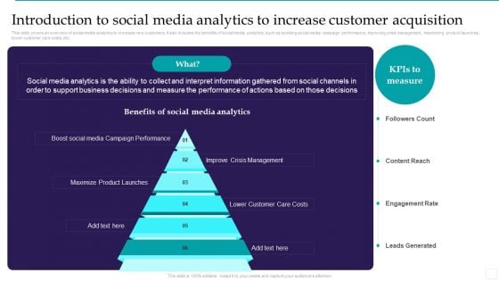 Introduction To Social Media Analytics To Increase Customer Acquisition Portrait PDF