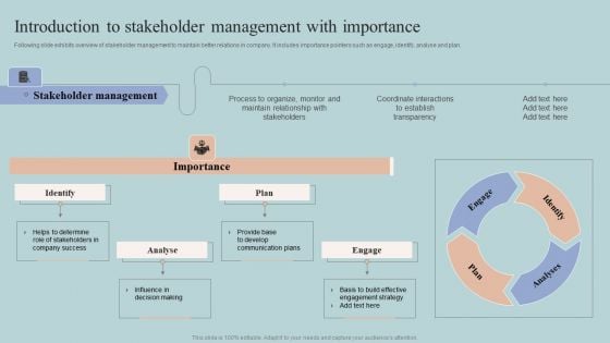 Introduction To Stakeholder Management With Importance Mockup PDF