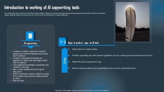 Introduction To Working Of AI Copywriting Tools Portrait PDF