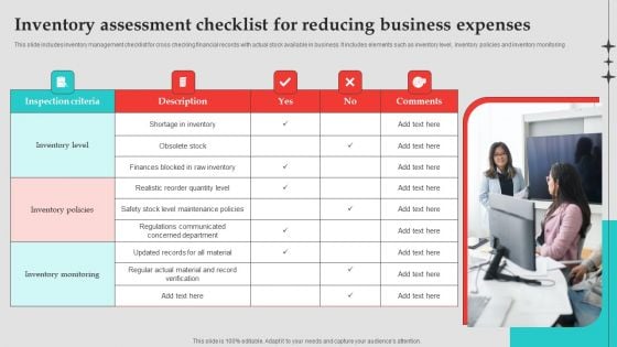 Inventory Assessment Checklist For Reducing Business Expenses Designs PDF