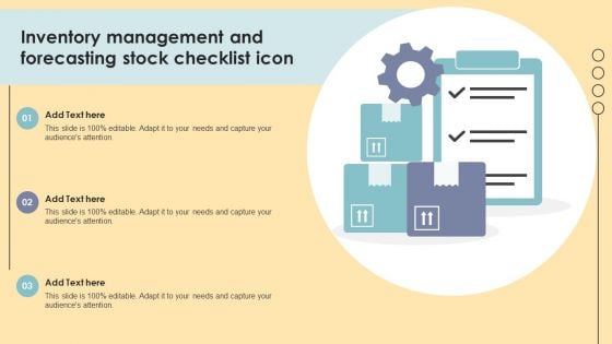 Inventory Management And Forecasting Stock Checklist Icon Portrait PDF