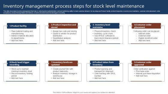 Inventory Management Process Steps For Stock Level Maintenance Mockup PDF