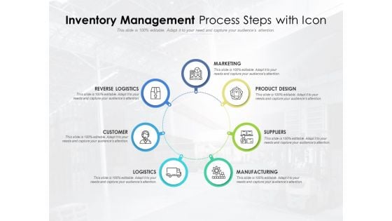 Inventory Management Process Steps With Icon Ppt PowerPoint Presentation Inspiration Design Ideas