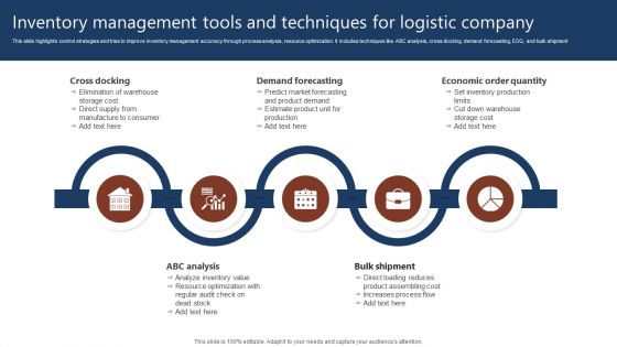 Inventory Management Tools And Techniques For Logistic Company Professional PDF