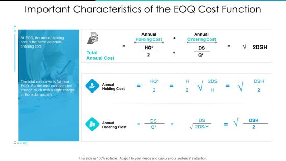 Inventory Optimization Important Characteristics Of The EOQ Cost Function Ppt Icon Graphics Download PDF
