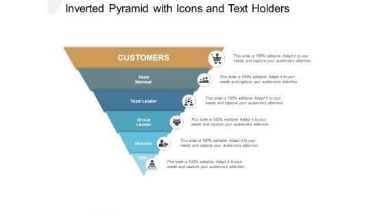 Inverted Pyramid With Icons And Text Holders Ppt PowerPoint Presentation Show Graphics