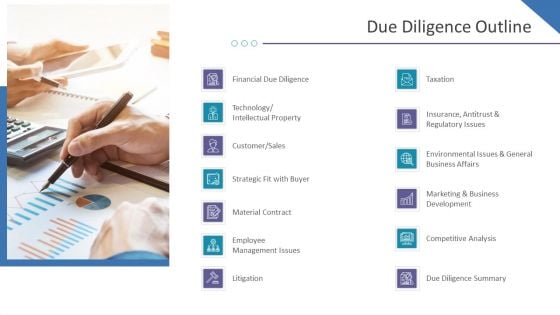 Investigation For Business Procurement Due Diligence Outline Ppt Slides Design Templates PDF