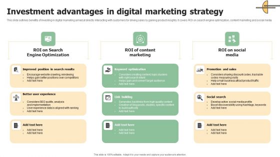 Investment Advantages In Digital Marketing Strategy Brochure PDF