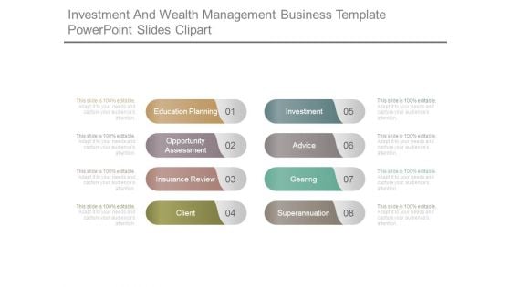 Investment And Wealth Management Business Template Powerpoint Slides Clipart