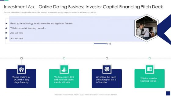 Investment Ask Online Dating Business Investor Capital Financing Pitch Deck Structure PDF Investment Ask Online Dating Business Investor Capital Financing Pitch Deck Structure PDF