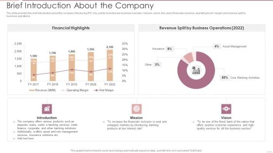 Investment Banking Security Underwriting Pitchbook Brief Introduction About The Company Portrait PDF