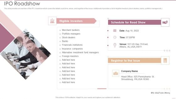 Investment Banking Security Underwriting Pitchbook IPO Roadshow Mockup PDF