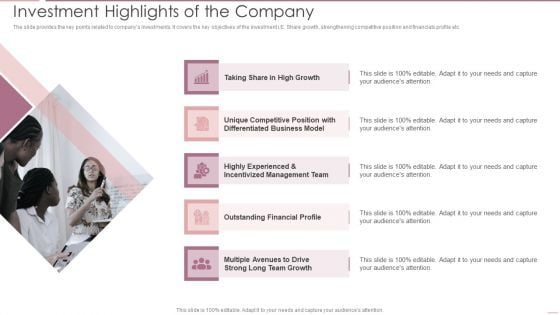 Investment Banking Security Underwriting Pitchbook Investment Highlights Of The Company Elements PDF Investment Banking Security Underwriting Pitchbook Investment Highlights Of The Company Elements PDF