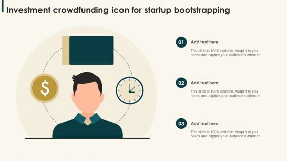 Investment Crowdfunding Icon For Startup Bootstrapping Information PDF