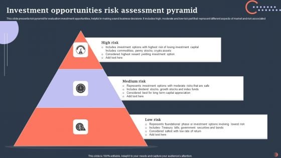 Investment Opportunities Risk Assessment Pyramid Graphics PDF