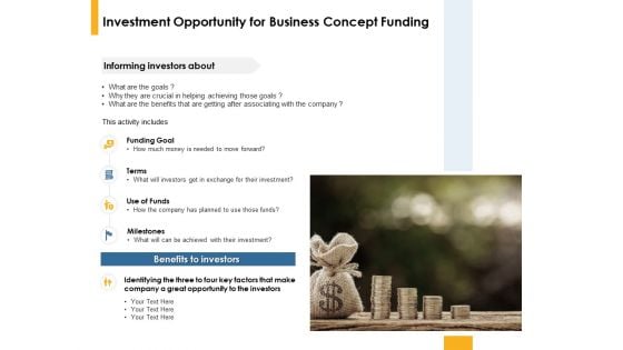 Investment Opportunity For Business Concept Funding Ppt PowerPoint Presentation Professional Styles