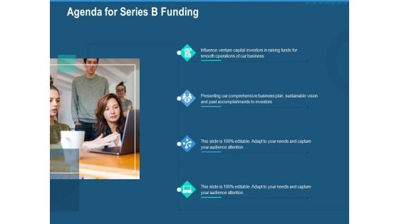 Investment Pitch To Generate Capital From Series B Venture Round Agenda For Series B Funding Summary PDF