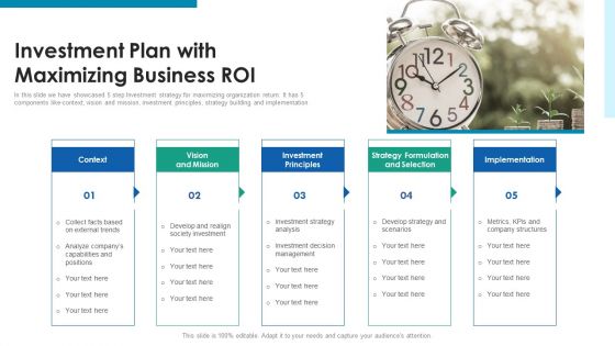 Investment Plan With Maximizing Business Roi Ppt PowerPoint Presentation Inspiration Show PDF