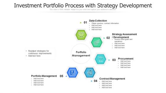 Investment Portfolio Process With Strategy Development Ppt PowerPoint Presentation Show Graphics Template PDF