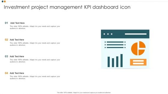 Investment Project Management KPI Dashboard Icon Designs PDF