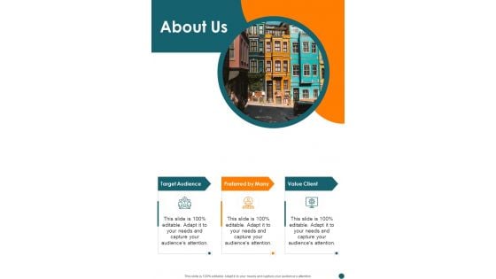 Investment Proposal For Real Estate Development About Us One Pager Sample Example Document