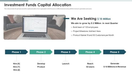 Investment Raising Pitch Deck Funds Allocation Investment Funds Capital Allocation Graphics PDF