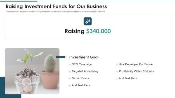 Investment Raising Pitch Deck Funds Allocation Raising Investment Funds For Our Business Ideas PDF