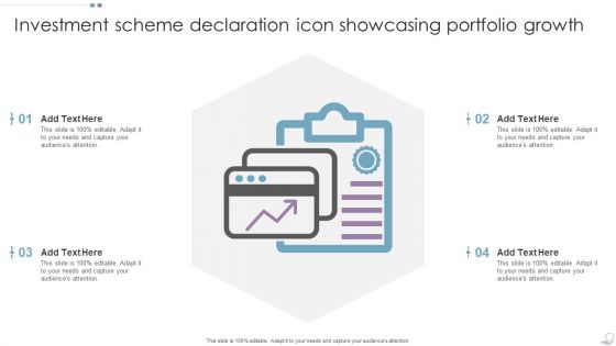 Investment Scheme Declaration Icon Showcasing Portfolio Growth Graphics PDF