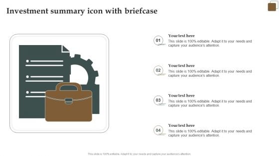 Investment Summary Icon With Briefcase Introduction PDF