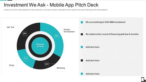 Investment We Ask Mobile App Pitch Deck Ppt File Backgrounds PDF