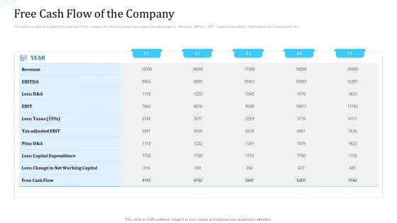 Investor Deck For Procuring Funds From Money Market Free Cash Flow Of The Company Designs PDF