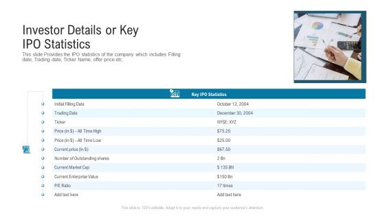 Investor Details Or Key IPO Statistics Demonstration PDF