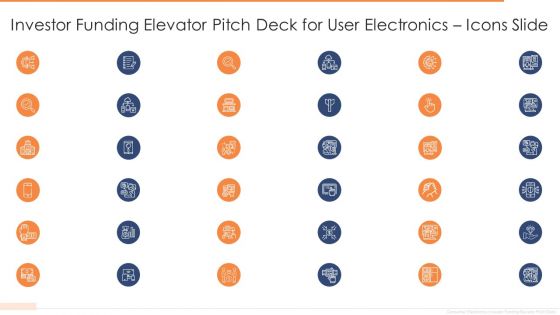 Investor Funding Elevator Pitch Deck For User Electronics Icons Slide Mockup PDF