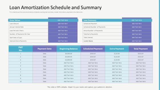 Investor Gap Financing Loan Amortization Schedule And Summary Microsoft PDF